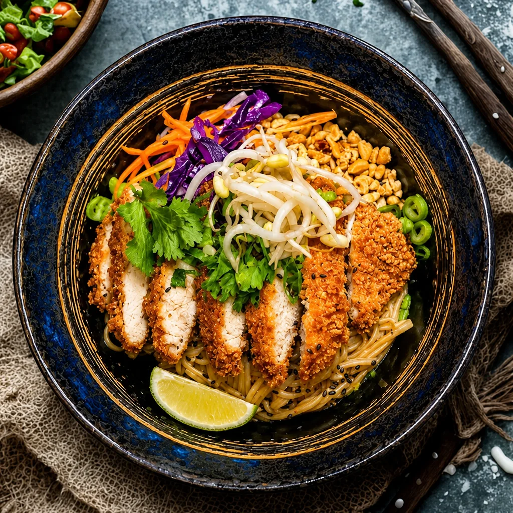 Noodle bowl med krispig kyckling