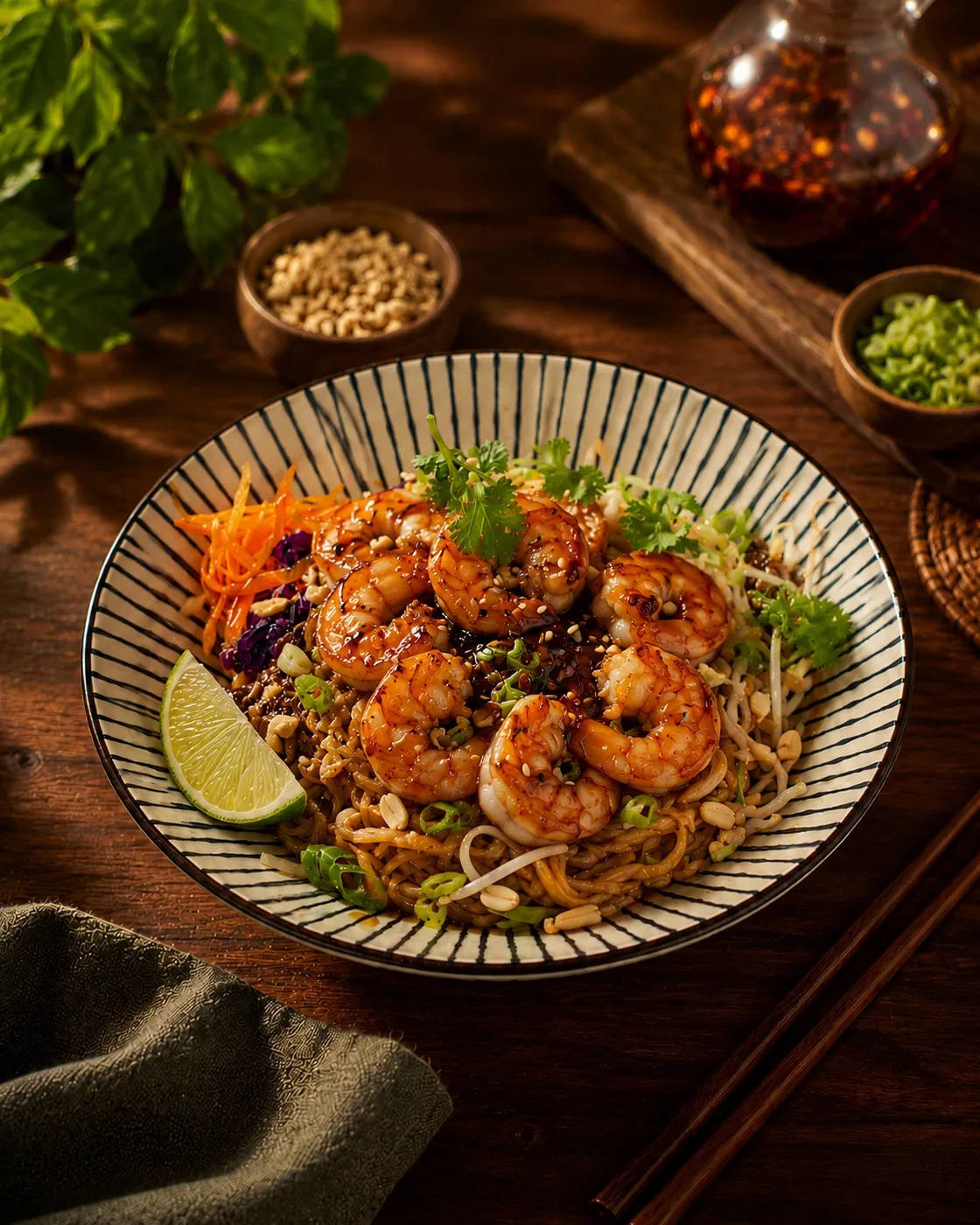 Noodle bowl med tigerräkor