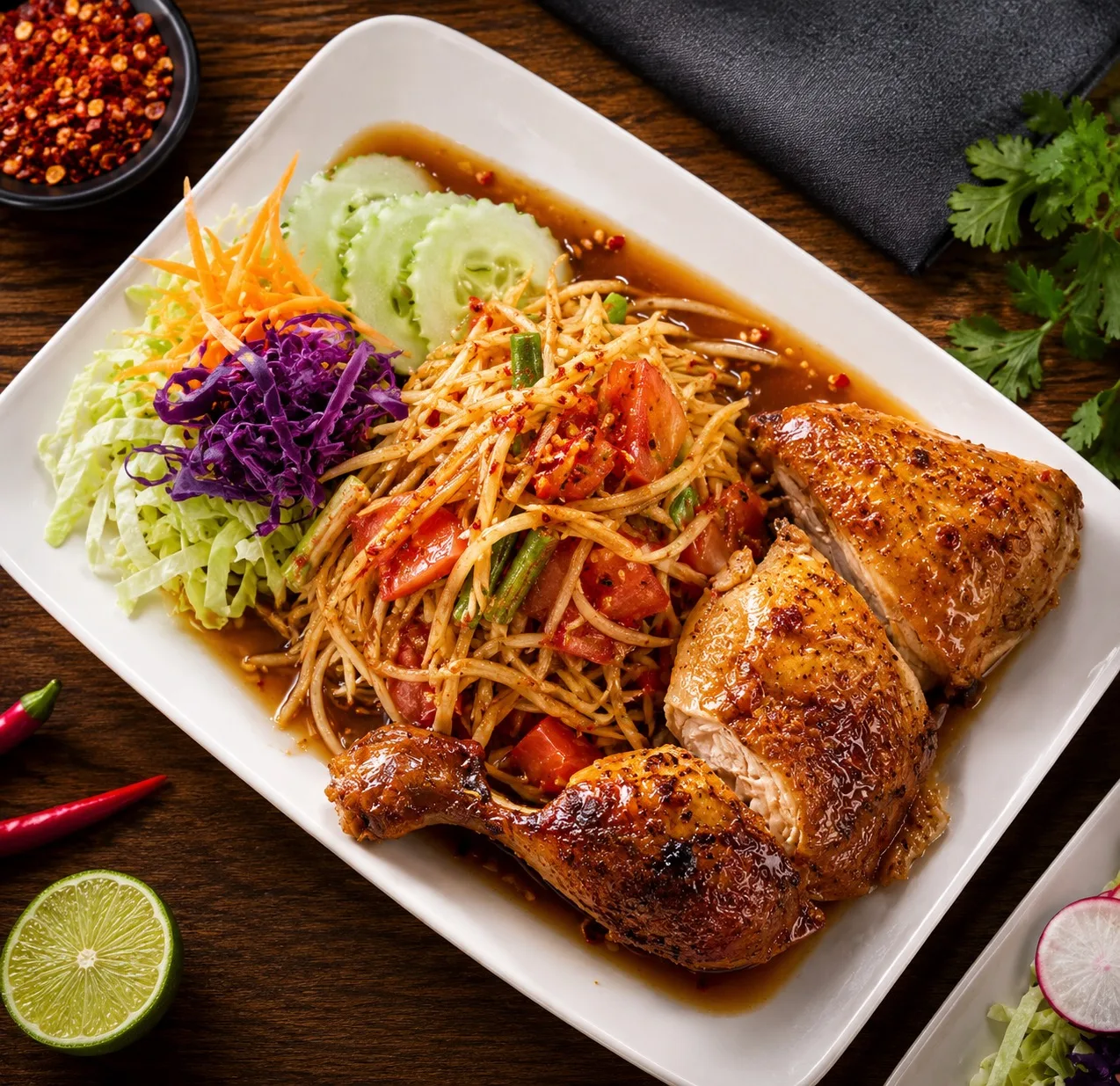 Som Tam med Gai Yang